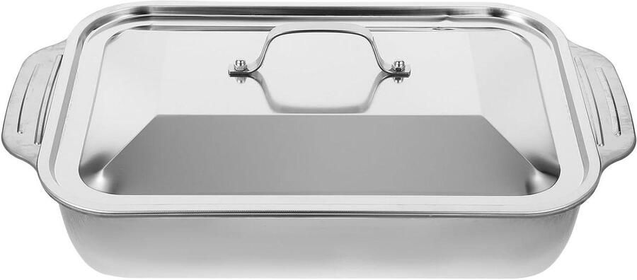 Roestvrijstalen Grillpan Visroosterbak Serveerschaal Gelijkmatig Grillen Met Serveerblad 41x24.5x7.5cm Zilver