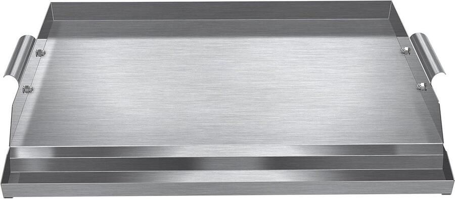 Roestvrijstalen Grillplaat Bakplaat Buiten Koken Voorvetgroef 55 x 40 cm Zilver
