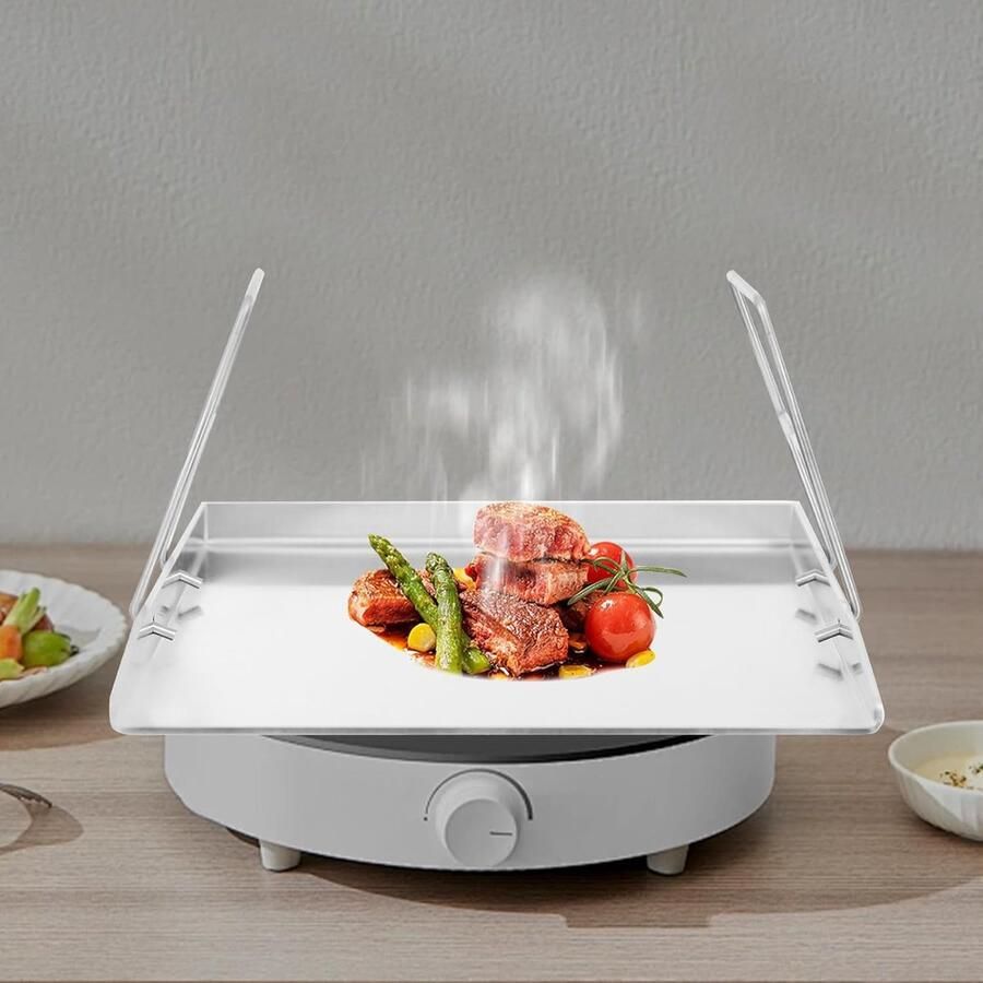 Roestvrijstalen Grillplaat BBQ Bakplaat Buiten Koken Duurzaam Roestvrij Staal 45 x 34 cm Zilver