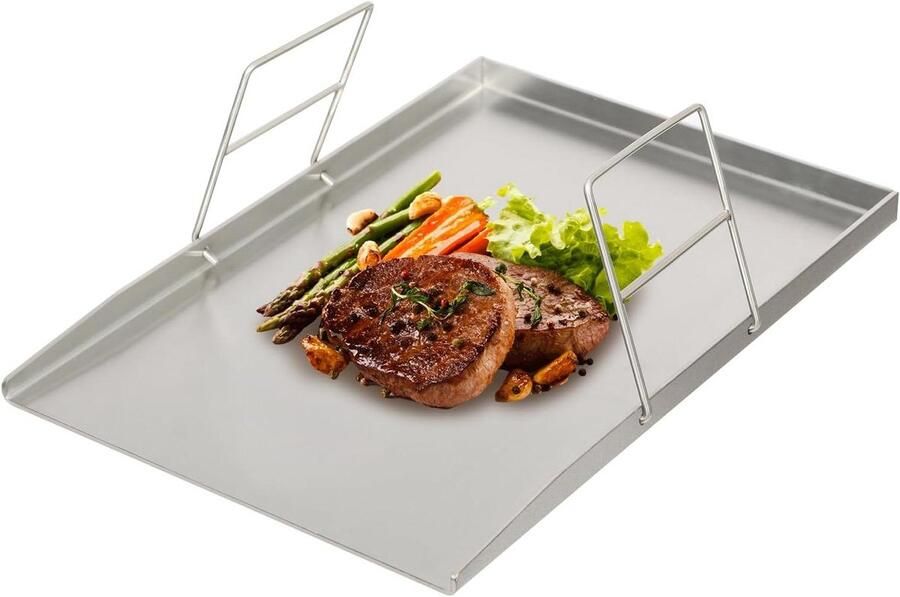 Roestvrijstalen Grillplaat Plancha Grillplaat Buiten Koken Glad Grilloppervlak 49 x 325 cm Zilver