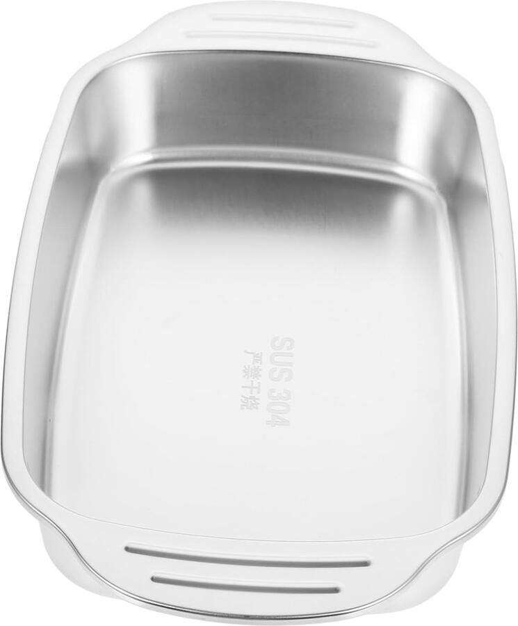 Roestvrijstalen Grillplaat Rechthoekige Bakplaat Inductie Koken Duurzaam Praktisch Ontwerp 5.5 x 19 x 5.5 cm Zilver