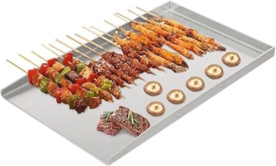 Roestvrijstalen grillplaat voor barbecue en teppanyaki 44 5 x 26 cm