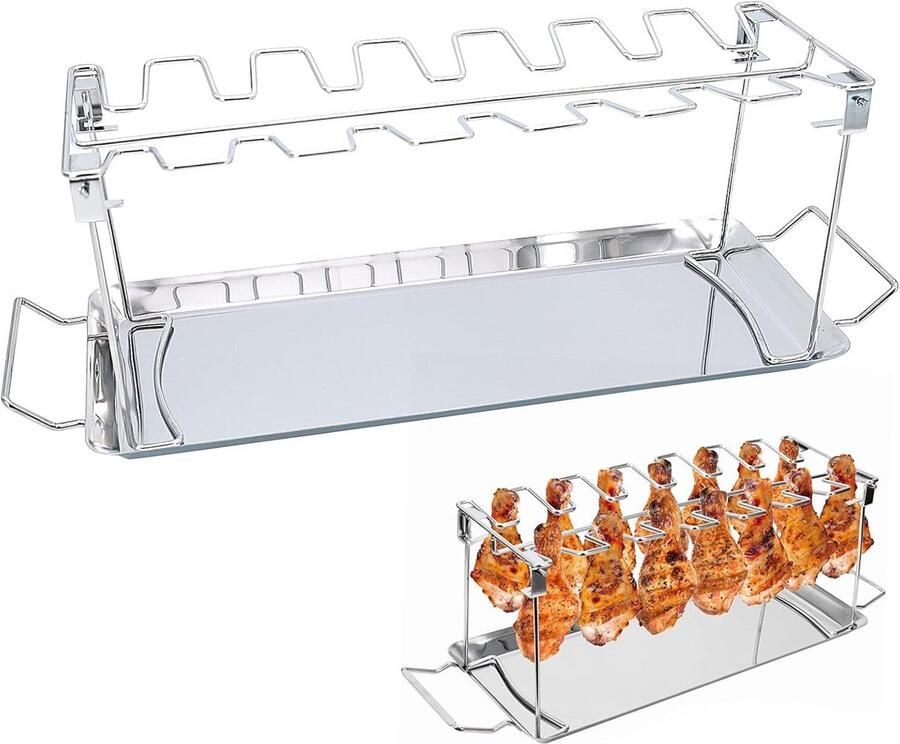 Roestvrijstalen Grillrek met Lekbak voor Oven en Barbecue