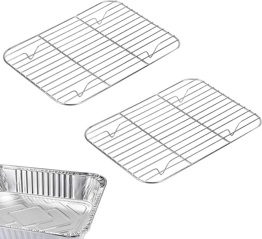 Roestvrijstalen Grillrooster Bakrek Buiten Koken Verstelbaar Ontwerp 24.5 x 19 cm Zilver