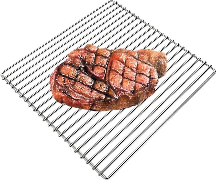Roestvrijstalen Grillrooster Vuurkorf Rooster BBQ Buiten Koken Voedselveilig Roestvrij Staal 33.5 x 33.5 cm Zilver