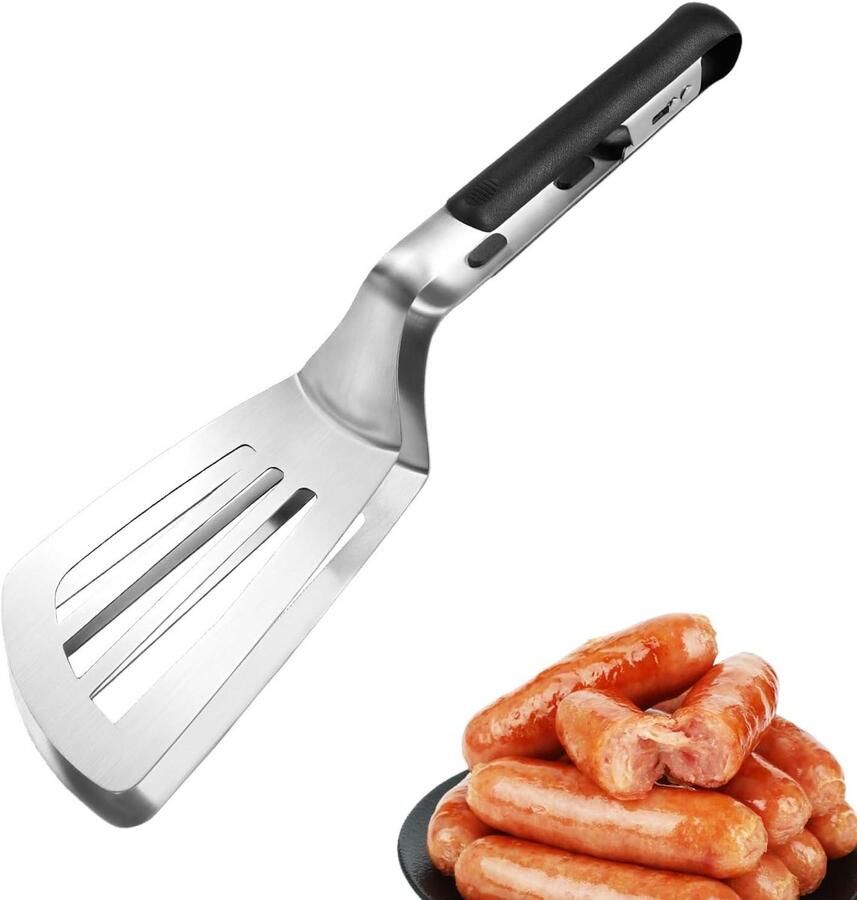 Grill Tang Keuken Spatel Buiten Koken Hittebestendige Grip 33 cm Lengte Zilverkleurig