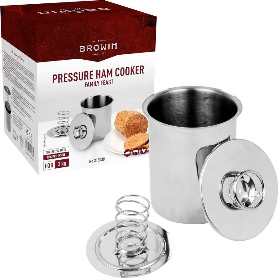 Roestvrijstalen hamkoker voor zelfgemaakte vleeswaren tot 3 kg