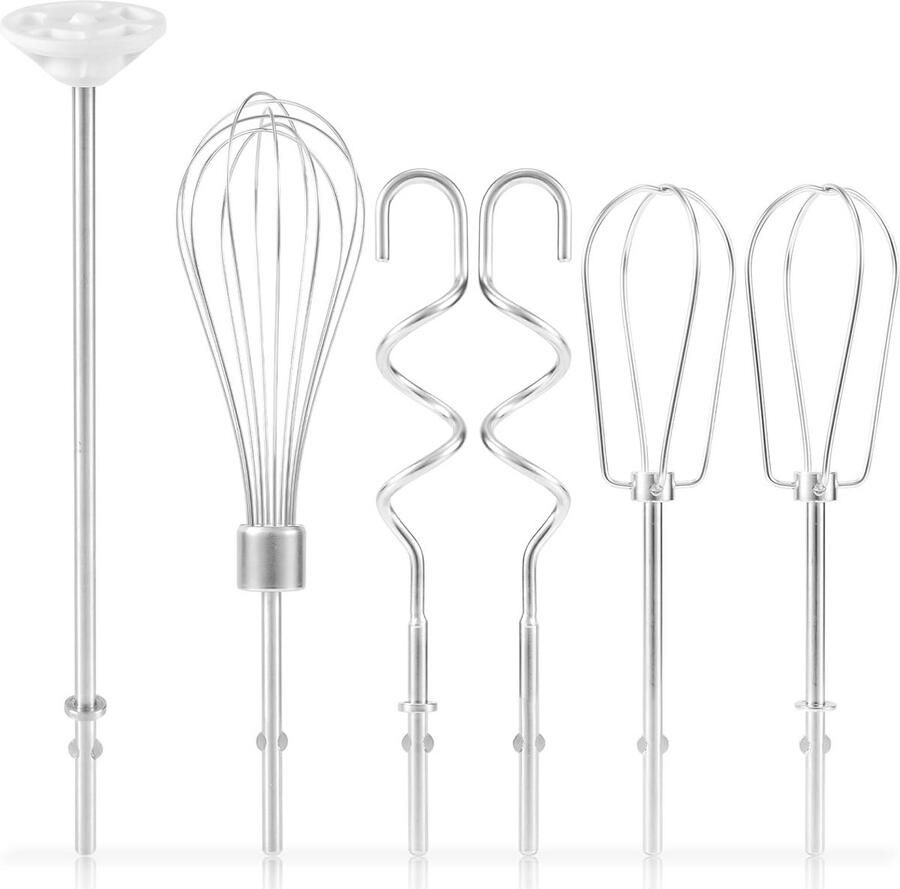Roestvrijstalen handmixer set 6 stuks deeghaken kloppers en mengstaven vervangende accessoires voor KHM3 KHM5 KHM7 KHM9