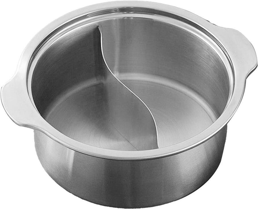 Roestvrijstalen Hete Pot Dubbele Smaak Pan Gezellig Eten Anti-verbrandingshandvatten 295 cm Binnendiameter Zilverkleurig