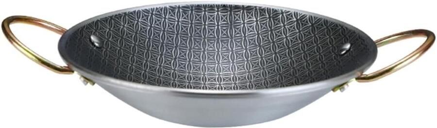 Roestvrijstalen Hot Pot Kookpan Paella Thuis Koken Dubbele Handgrepen 22cm Zilver
