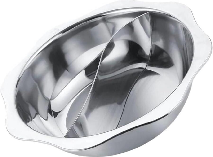 Inductie Kookpan Hot Pot Pan Gezellig Eten Verdeler Antiaanbak 35 cm Zilver