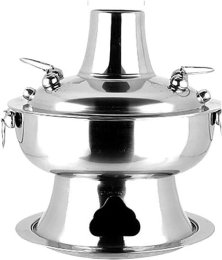 Roestvrijstalen Hotpot Fondue Pan Buiten Koken Houtskool Verwarming 36 Cm Diameter Zilver