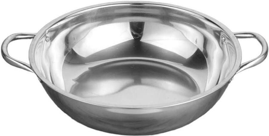 Roestvrijstalen Hotpot Inductie Pan Gelijkmatig Koken Hittebestendige Handgreep 34 cm Zilver