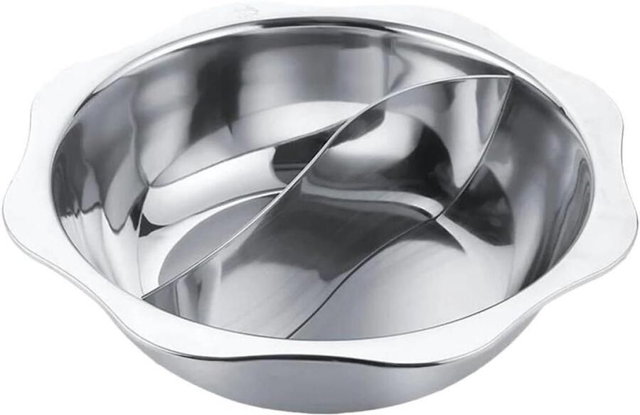Roestvrijstalen Hotpot Kookpan Verdeler Gezellig Eten Dubbelzijdige Kookpan 35 cm Zilver