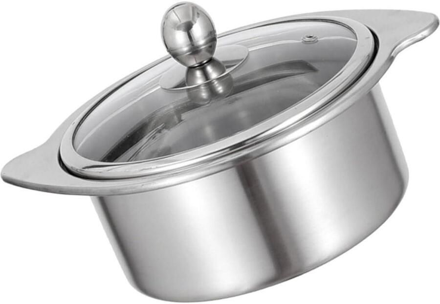 Roestvrijstalen Hotpot Verdeelde Kookpot Fonduepan Gezamenlijk Koken Twee Smaken Gelijktijdig 24.5 cm Zilver