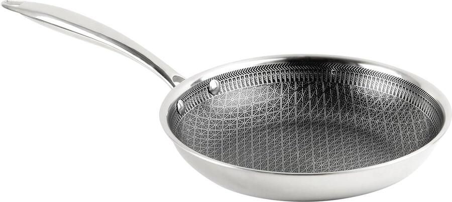 Roestvrijstalen Hybride Pan Meerlaagse Braadpan Gezond Koken 3-Laags Constructie 28 cm Zilver