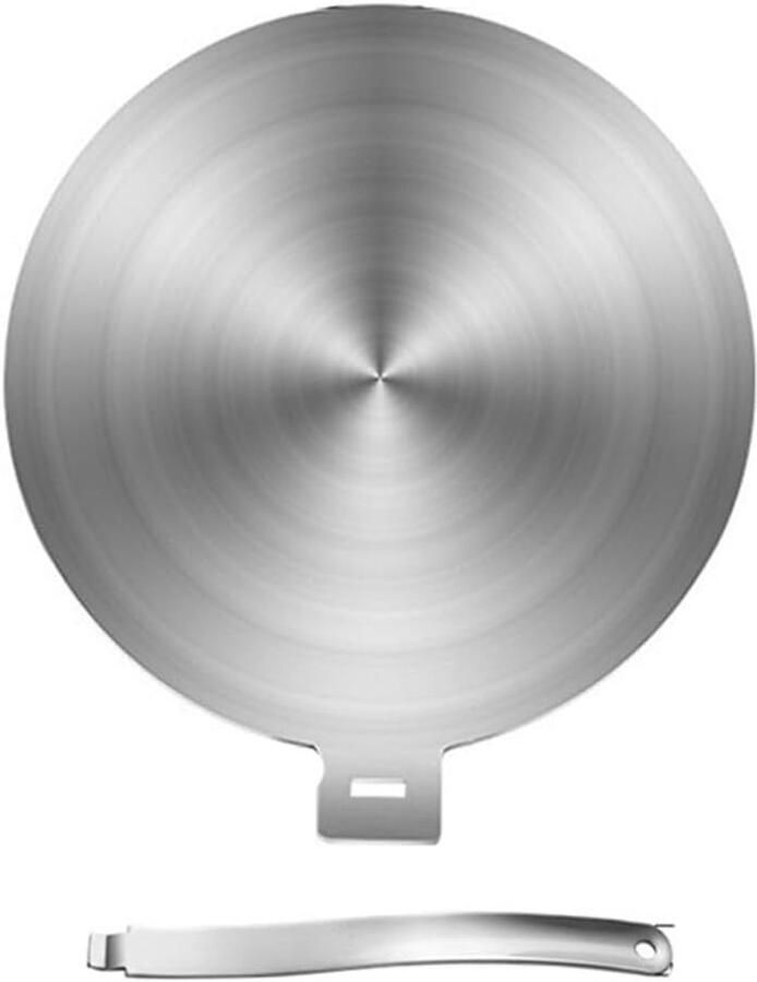 Roestvrijstalen Inductiekookplaat Adapter met Afneembare Handgreep voor Keuken Pannen (20cm) Geschikt voor Koken Warmteverspreider en Kookaccessoires