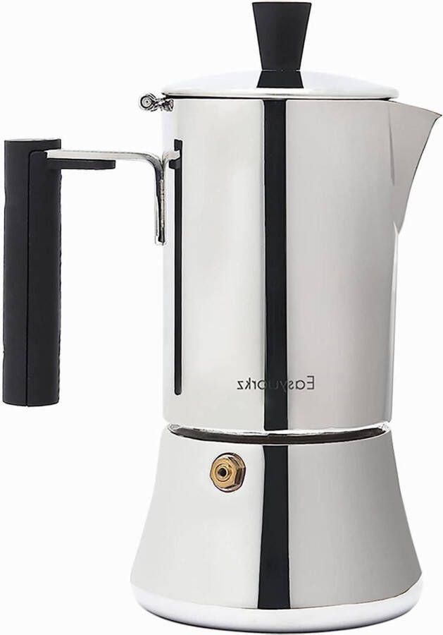 Roestvrijstalen Italiaanse Espresso Maker Moka Pot 300ml Koffiemachine voor Op het fornuis Zilver