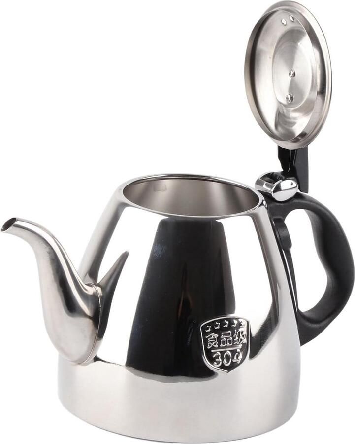 Roestvrijstalen Ketel Koffieketel Theepot Snel Water Koken Hittebestendig Handvat 1.2 Liter Zilver