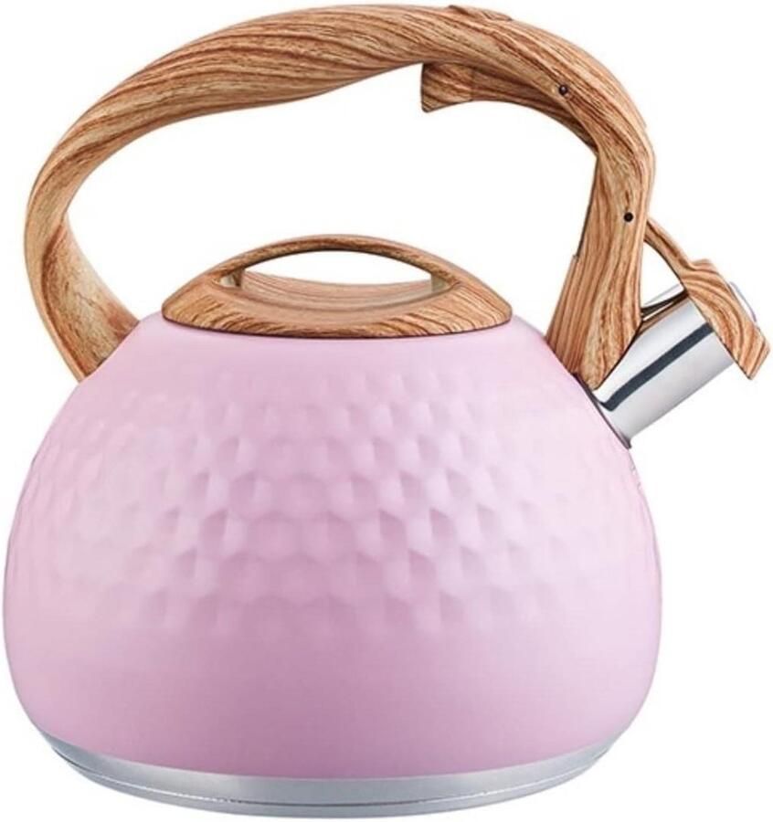 Roestvrijstalen Ketel Theepot Fluitketel Water Koken Met Fluitje 3 Liter Rosa