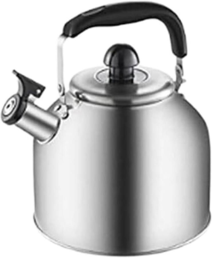 Roestvrijstalen Ketel Theepot Fornuis Water Koken Automatisch Fluitje 5 Liter Zilver