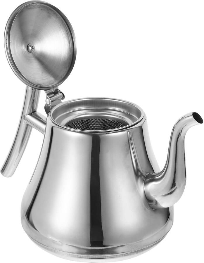 Roestvrijstalen Ketel Theepot Waterkan Koken en Schenken Handige Draaggreep 1 Liter Zilver