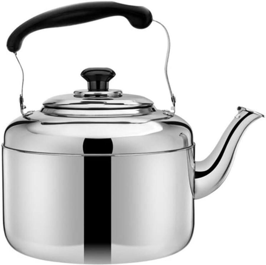 Roestvrijstalen Ketel Theepot Waterkoker Water Koken Fluitend Geluid 6 Liter Capaciteit Zilver