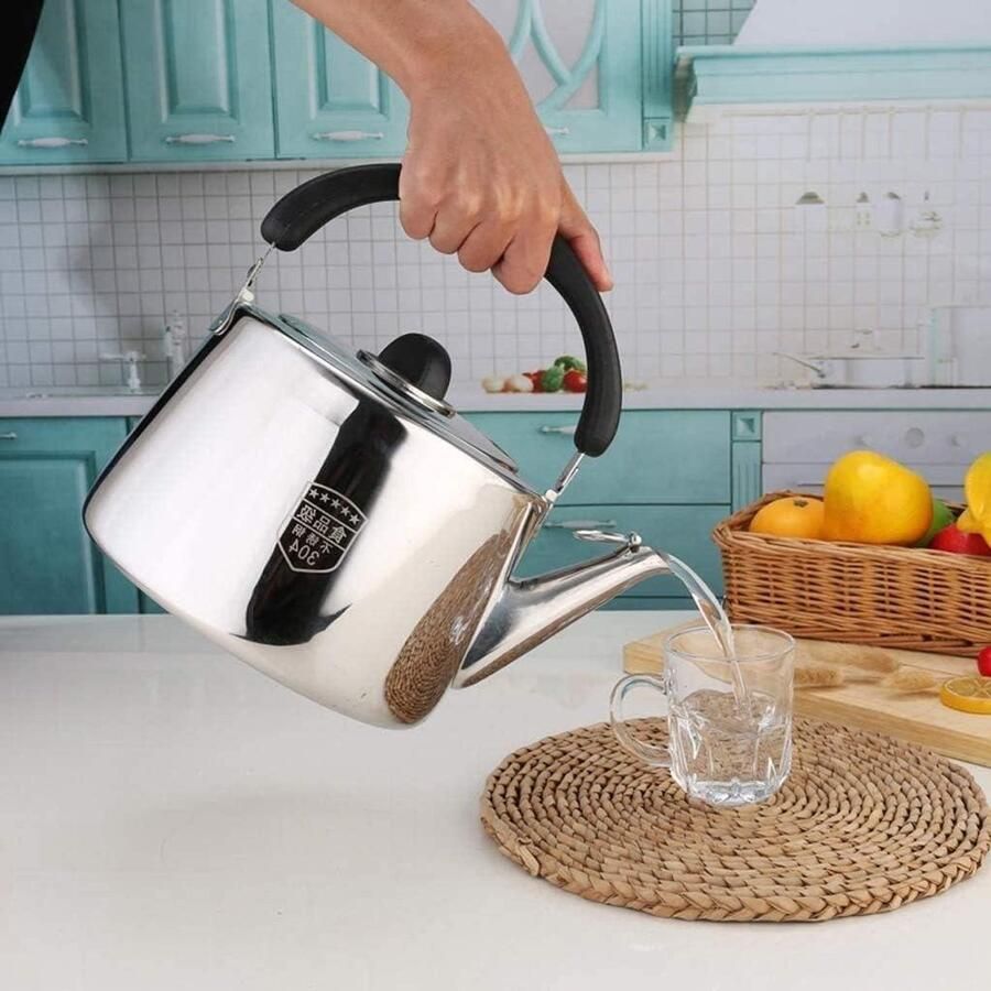 Roestvrijstalen Ketel Waterkoker Theepot Water Koken Klassiek Fluitje 3L Rood