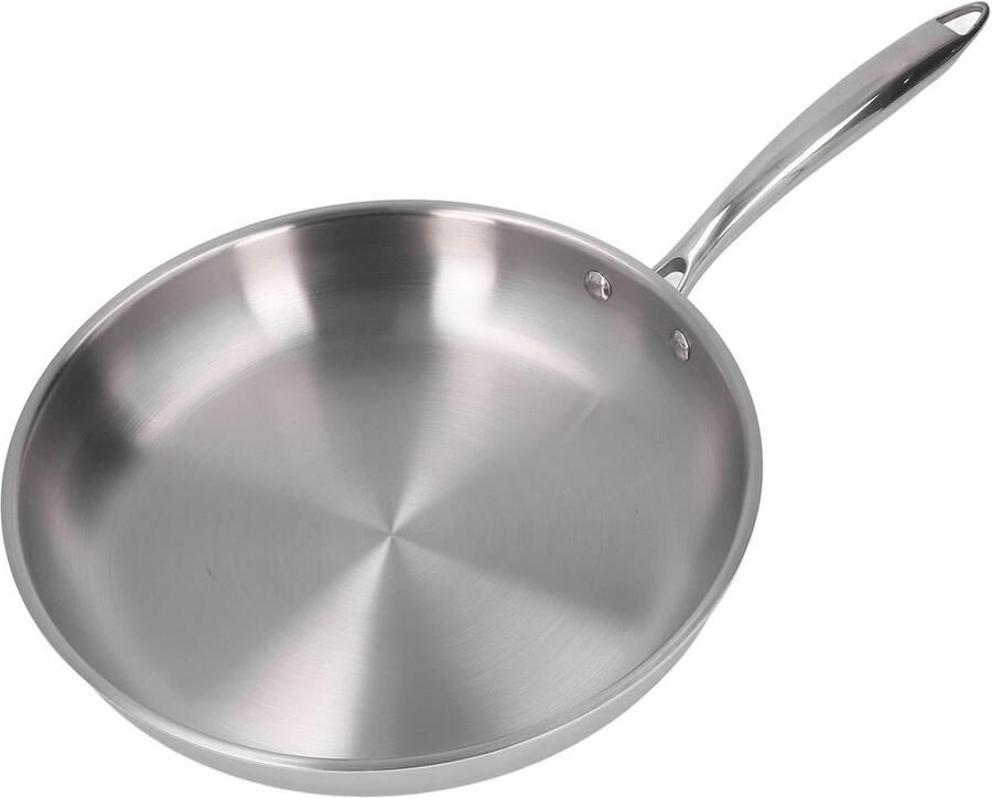 Roestvrijstalen Koekenpan 30 cm 3-Lagige Bodem voor Snelle Warmteverdeling Geschikt voor Inductie Gas Elektrisch en Keramisch