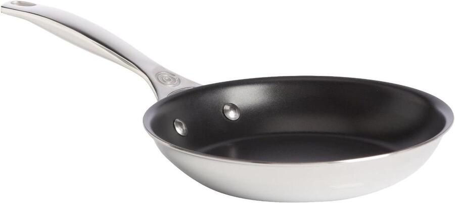 Roestvrijstalen koekenpan Anti-aanbak pan Dagelijks koken 3-laags constructie Ø 20 cm Zilverkleurig