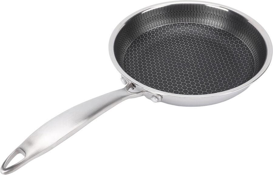 Roestvrijstalen Koekenpan Anti-aanbak Pan Dagelijks Koken Honingraat Ontwerp 20 cm Zilver