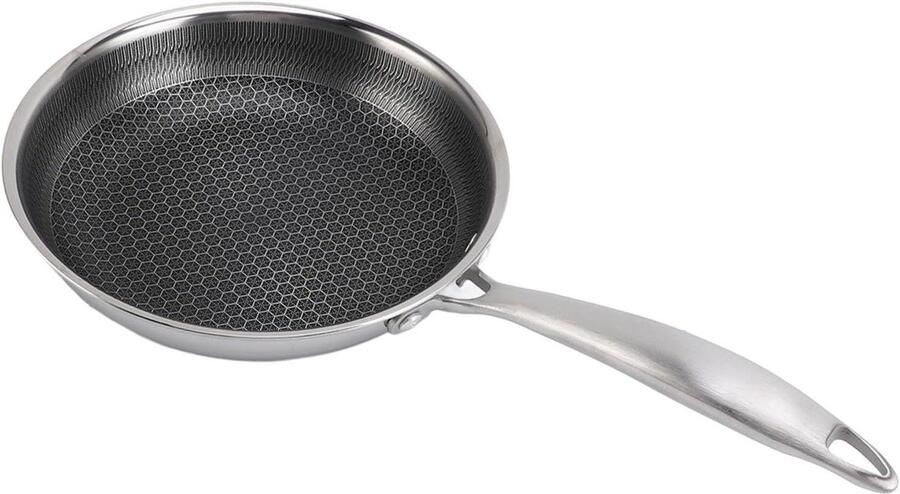 Roestvrijstalen Koekenpan Anti-aanbak Pan Dagelijks Koken Innovatief Celontwerp 20cm Diameter Zilverkleurig