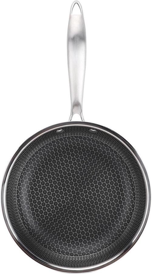 Roestvrijstalen Koekenpan Anti-aanbak Pan Gezond Koken Honingraat Ontwerp 20cm Zilver