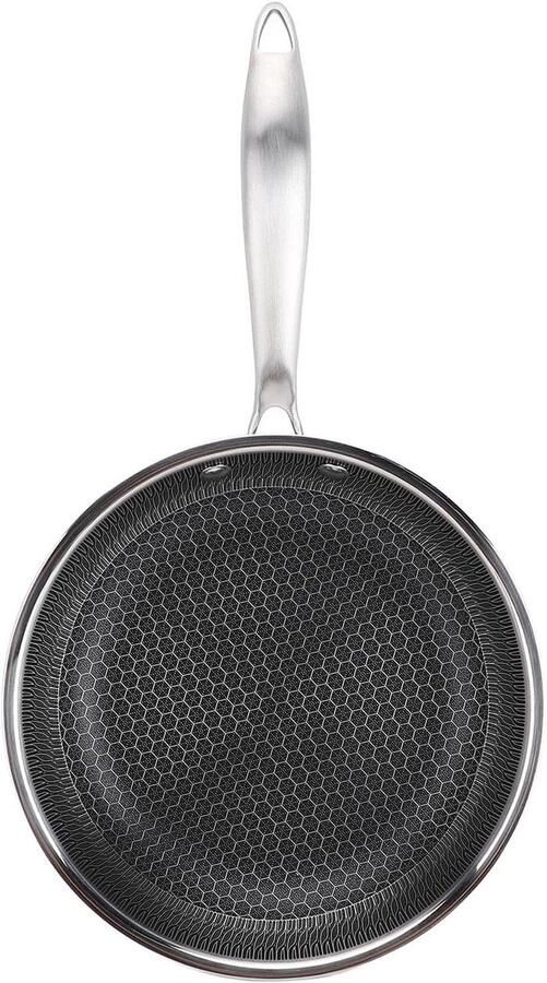 Roestvrijstalen Koekenpan Anti-aanbakpan Braadpan Thuis Koken Dubbelzijdige Honingraat 20 cm Zilver