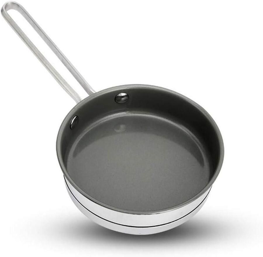 Roestvrijstalen koekenpan Antiaanbak pan Dagelijks koken Gezonde keramische laag 14 cm Zilver