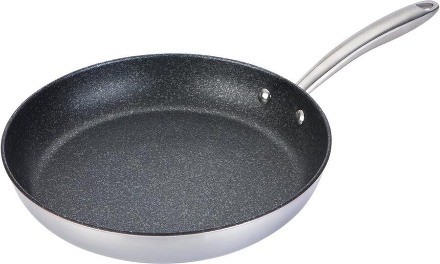 Roestvrijstalen koekenpan Antiaanbak pan Dagelijks koken Krasbestendige laag 28 cm Zilver