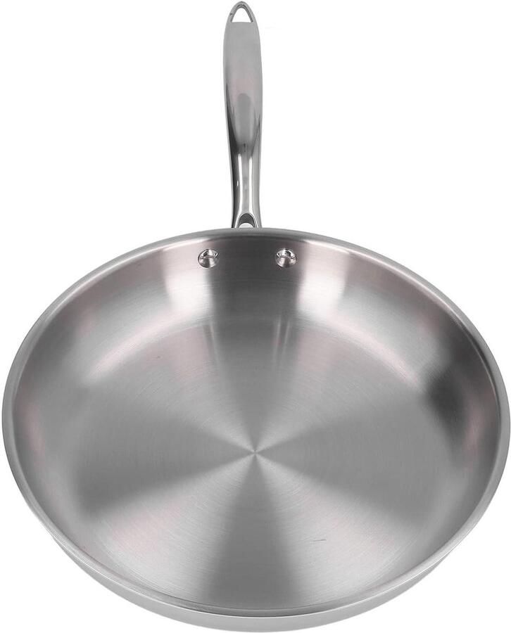 Roestvrijstalen Koekenpan Antiaanbak Pan Koken en Bakken Snelle Warmteverdeling 26 cm Zilver
