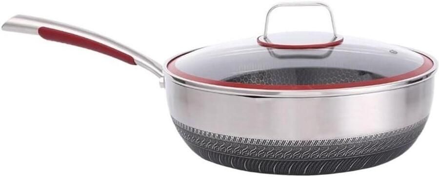 Roestvrijstalen koekenpan Antiaanbak pan Thuis koken Snelle warmtegeleiding 26-30 cm Zilverkleurig