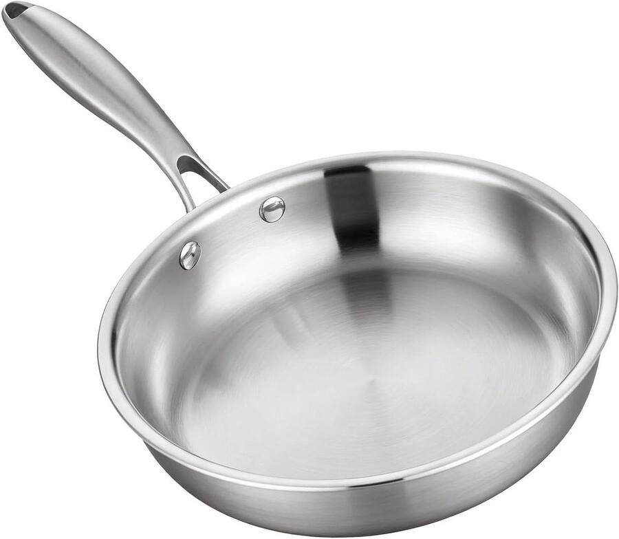 Roestvrijstalen Koekenpan Antiaanbak Wok Hoge Temperatuur Koken Gelijkmatige Warmte 24-30 cm Zilver