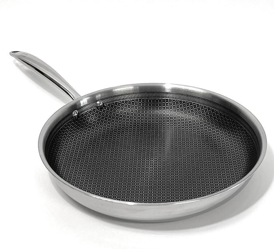 Roestvrijstalen Koekenpan Antiaanbakpan Grillpan Gezond Koken Krasbestendig Oppervlak 30 cm Zilver