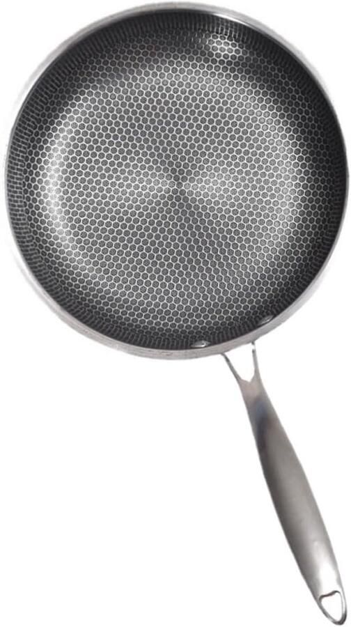 Roestvrijstalen Koekenpan Antiaanbakpan Honingraat Dagelijks Koken Krasbestendig Duurzaam 28 cm Diameter Zilverkleurig