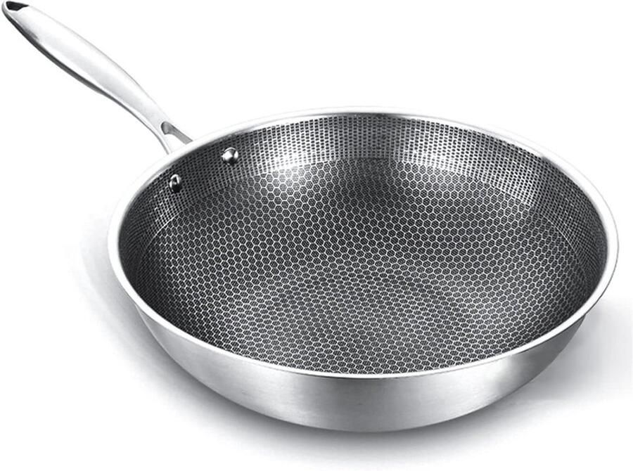 Roestvrijstalen Koekenpan Antiaanbakpan Koken en Bakken Honingraat Ontwerp 36cm Zilver