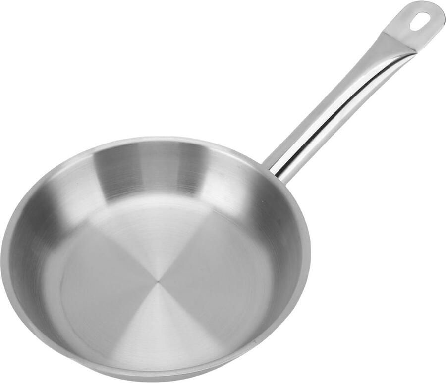 Roestvrijstalen Koekenpan Antiaanbakpan Kookgerei Alle Warmtebronnen Gelijkmatige Hitteverdeling 20cm Diameter Zilverkleurig