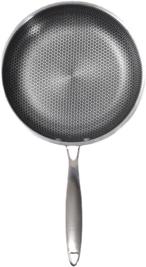 Roestvrijstalen Koekenpan Antiaanbakpan Omeletpan Eieren Bakken Honingraat Structuur 46 x 26 cm Zilver