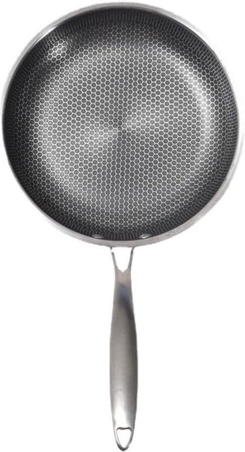 Roestvrijstalen Koekenpan Antiaanbakpan Omeletpan Eieren Bakken Honingraat Structuur 46 x 26 cm Zilver
