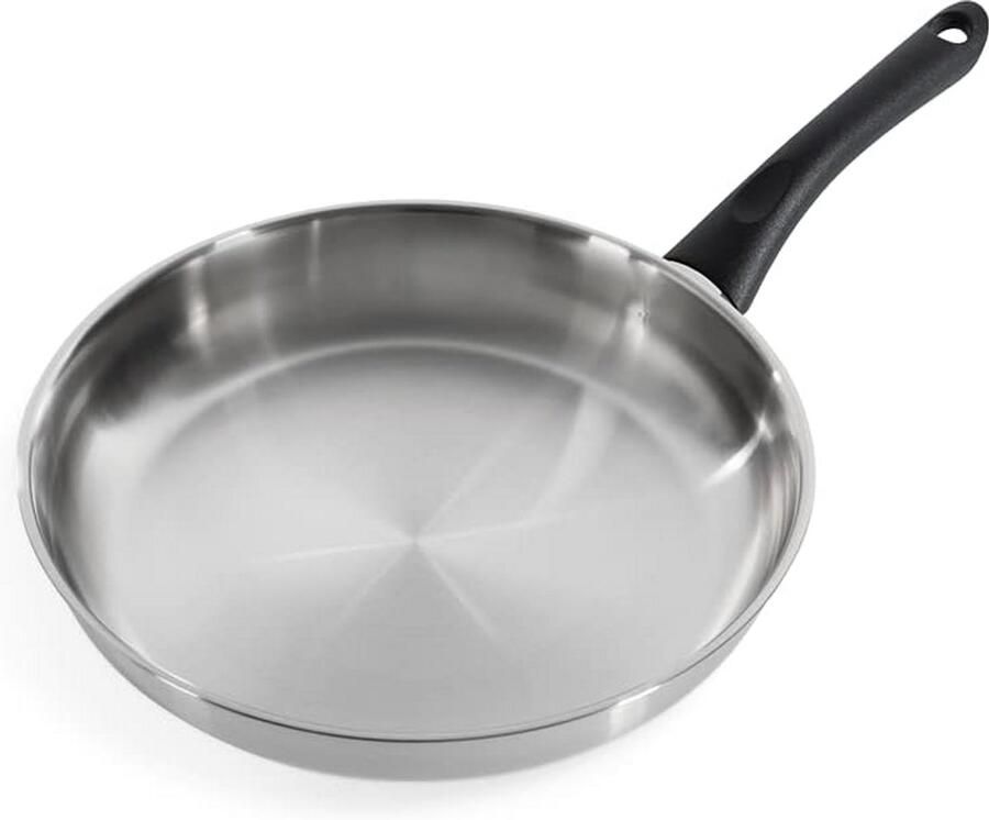 Roestvrijstalen Koekenpan Bakpan Inductie Snel Aanbraden Tri-Ply Constructie 28 cm Zilver
