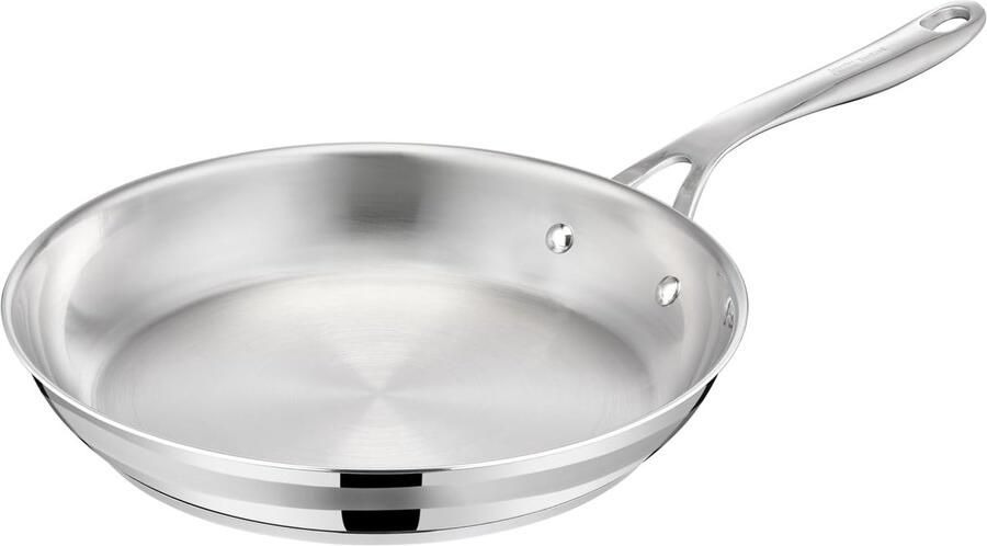 Roestvrijstalen Koekenpan zonder coating kooktechnieken Robuuste geklonken handgreep 24 cm diameter Zilverkleurig