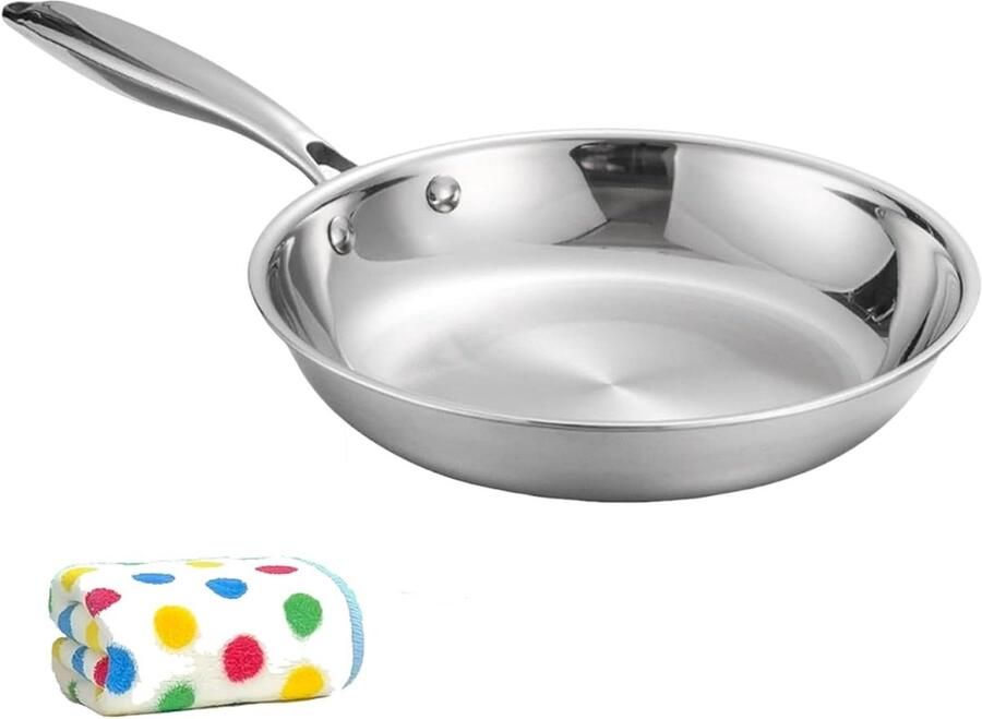 Roestvrijstalen Koekenpan Braadpan Inductie Gezond Koken Gecoat Vrij 20 cm Zilver