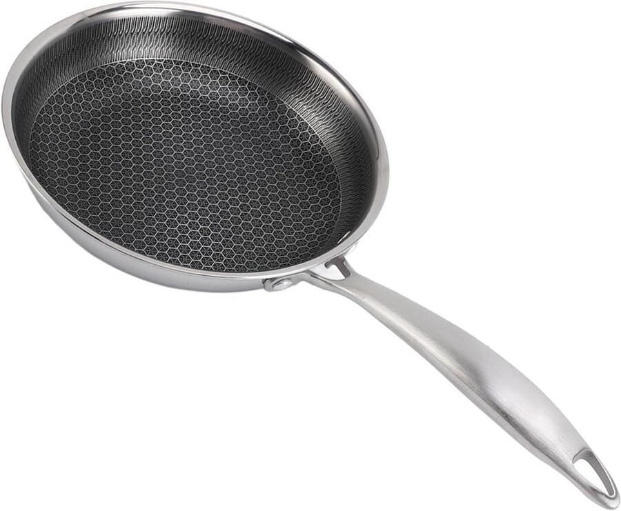 Roestvrijstalen Koekenpan Braadpan Skillet Gezond Koken Meerlaagse Bodem 198 Liter Zilver