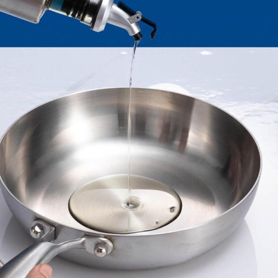 Roestvrijstalen Koekenpan Deksel Gelijkmatig Koken Professionele Triple-Ply 24cm Zilver